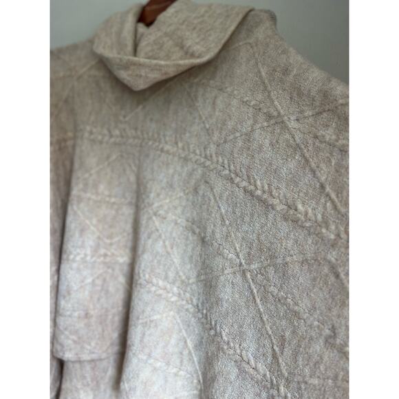 Women's Cowl Turtleneck Oversized Poncho Sweater One Size, World Market, Cream - Picture 8 of 12